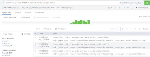 Boolean operations used in a query