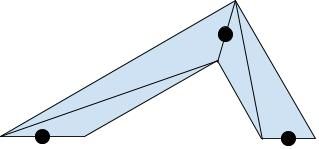 Two trapezoids connecting three points